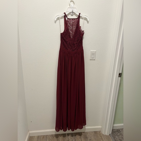 Lulus Dress Burgundy Love Spell Lace Back Maxi Dress Size XS - Picture 6 of 13